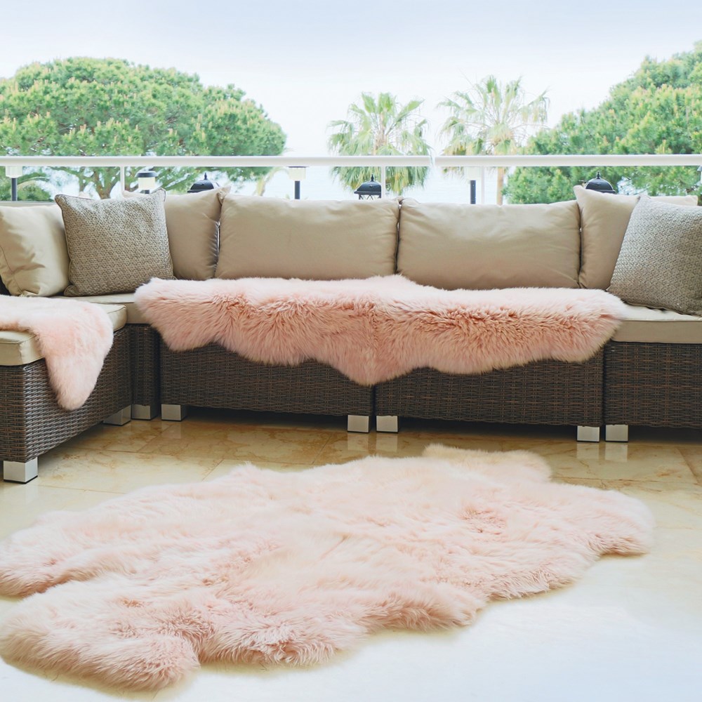 Genuine Sheepskin Rugs in Blush Pink